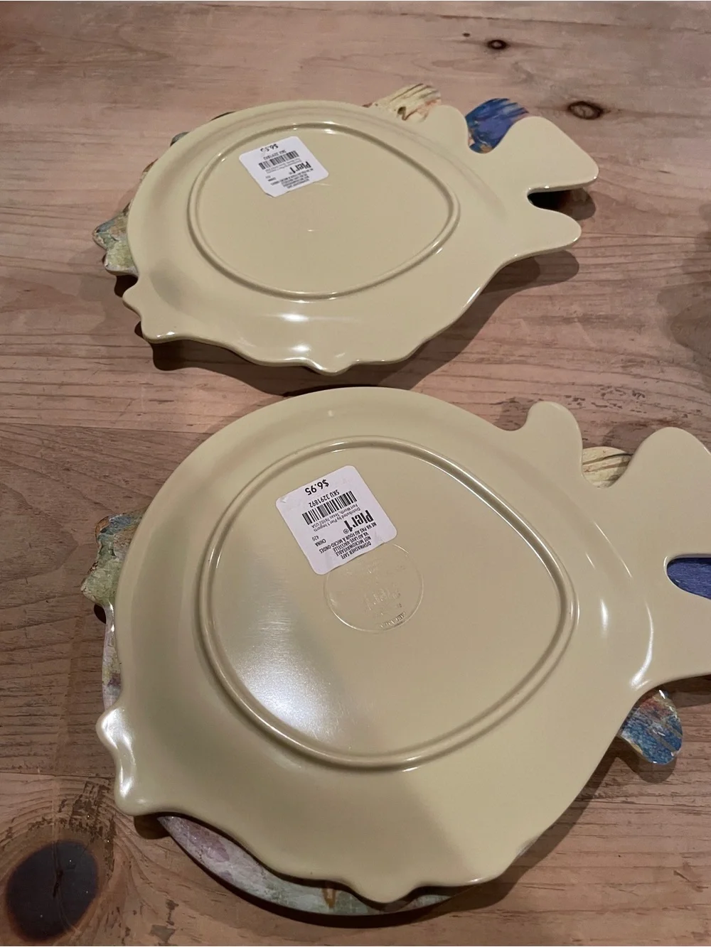 NWT Pier 1 set (10) Colorful puffer fish melamine plates appetizer salad sushi